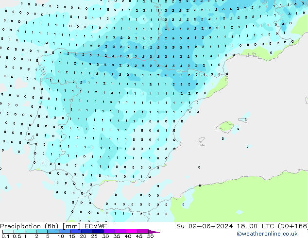 Precipitation (6h) ECMWF Ne 09.06.2024 00 UTC