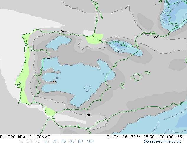 RV 700 hPa ECMWF di 04.06.2024 18 UTC