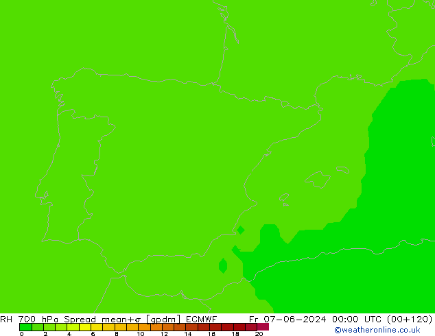 RH 700 hPa Spread ECMWF Fr 07.06.2024 00 UTC