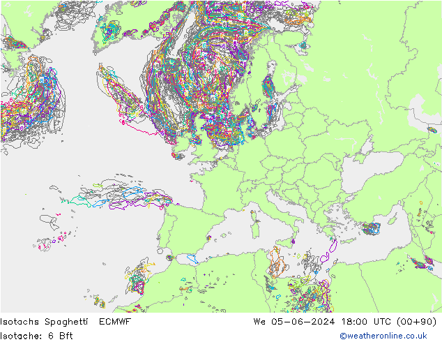 Isotachs Spaghetti ECMWF mer 05.06.2024 18 UTC