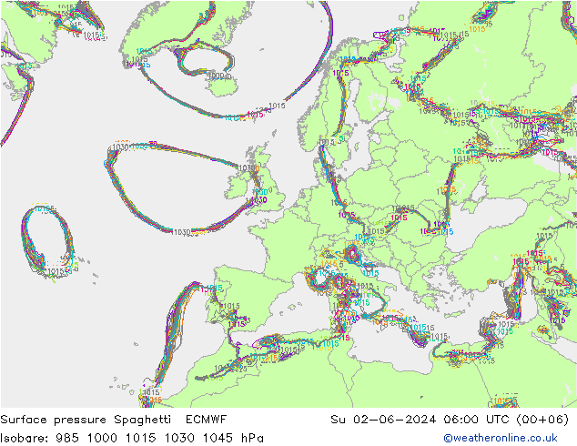 ciśnienie Spaghetti ECMWF nie. 02.06.2024 06 UTC