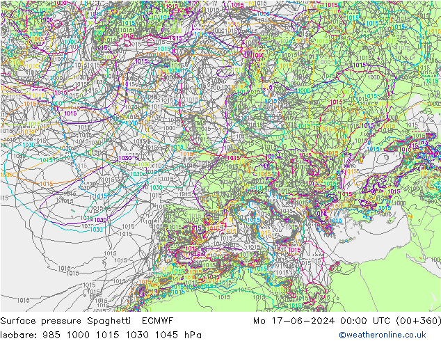 Bodendruck Spaghetti ECMWF Mo 17.06.2024 00 UTC