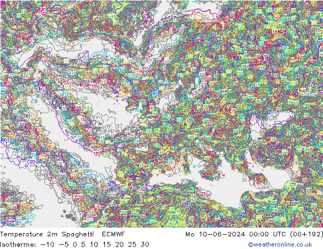 Temperaturkarte Spaghetti ECMWF Mo 10.06.2024 00 UTC