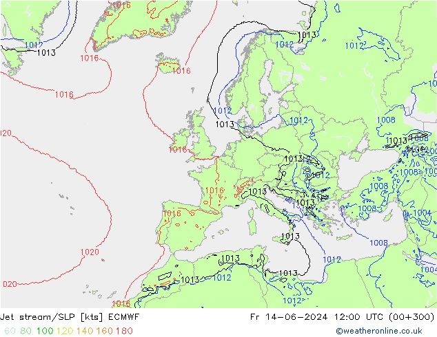 Jet stream ECMWF Sex 14.06.2024 12 UTC