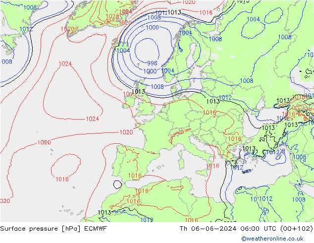 Yer basıncı ECMWF Per 06.06.2024 06 UTC