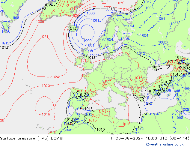 ciśnienie ECMWF czw. 06.06.2024 18 UTC