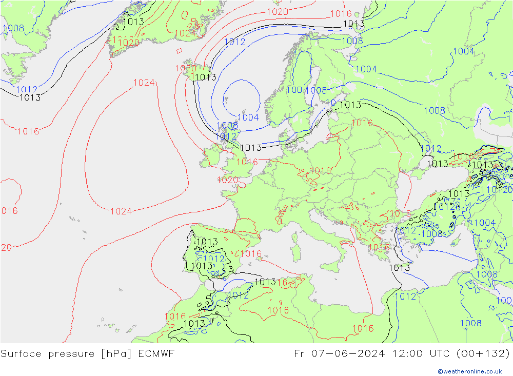 pressão do solo ECMWF Sex 07.06.2024 12 UTC