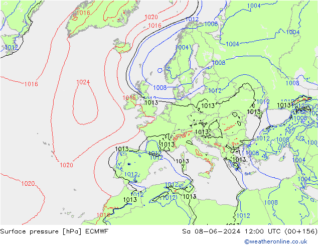 pressão do solo ECMWF Sáb 08.06.2024 12 UTC