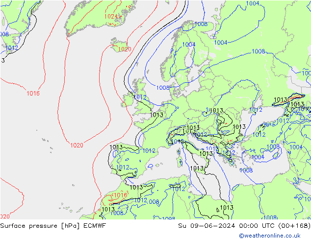 Bodendruck ECMWF So 09.06.2024 00 UTC