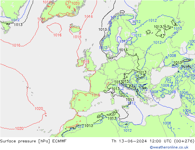 Yer basıncı ECMWF Per 13.06.2024 12 UTC