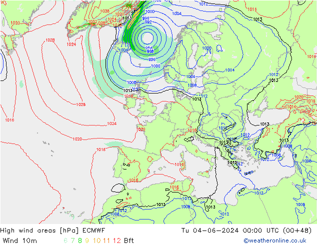 Windvelden ECMWF di 04.06.2024 00 UTC