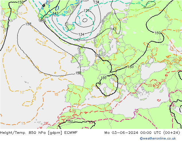 Height/Temp. 850 hPa ECMWF  03.06.2024 00 UTC