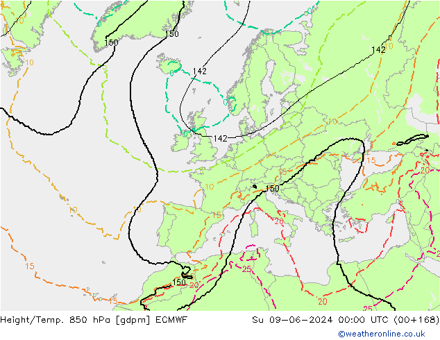 Yükseklik/Sıc. 850 hPa ECMWF Paz 09.06.2024 00 UTC