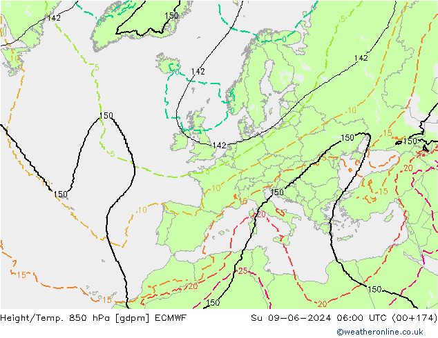 Géop./Temp. 850 hPa ECMWF dim 09.06.2024 06 UTC