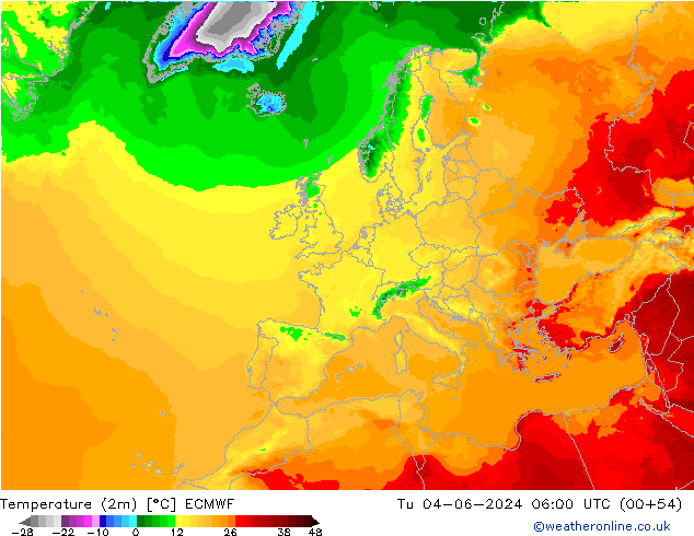 Temperatura (2m) ECMWF mar 04.06.2024 06 UTC