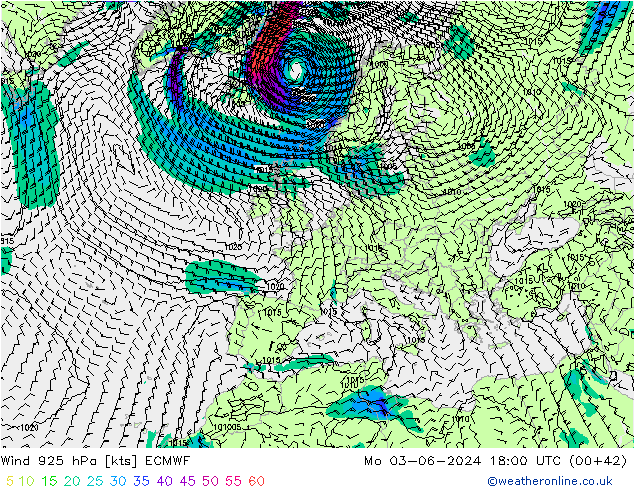 Wind 925 hPa ECMWF ma 03.06.2024 18 UTC