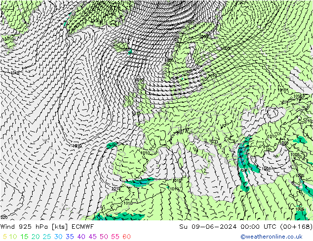 Vent 925 hPa ECMWF dim 09.06.2024 00 UTC