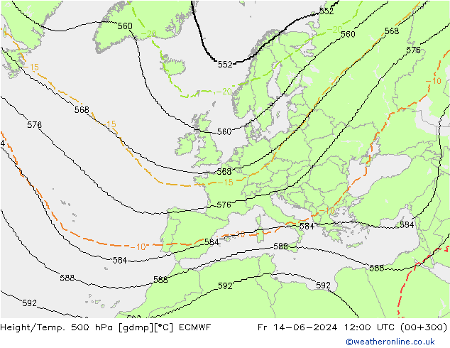 Height/Temp. 500 hPa ECMWF  14.06.2024 12 UTC