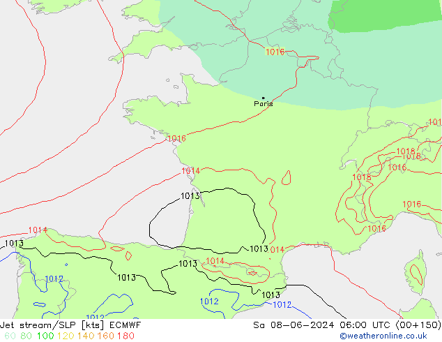 Courant-jet ECMWF sam 08.06.2024 06 UTC