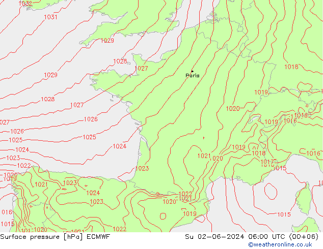 ciśnienie ECMWF nie. 02.06.2024 06 UTC