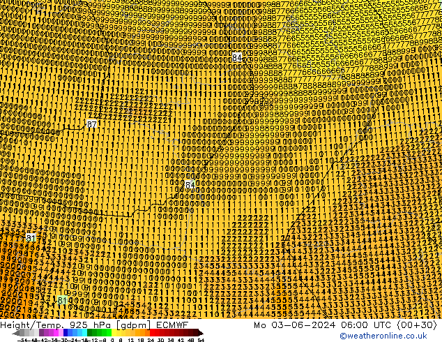 Height/Temp. 925 hPa ECMWF  03.06.2024 06 UTC