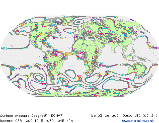 Bodendruck Spaghetti ECMWF Mo 03.06.2024 00 UTC