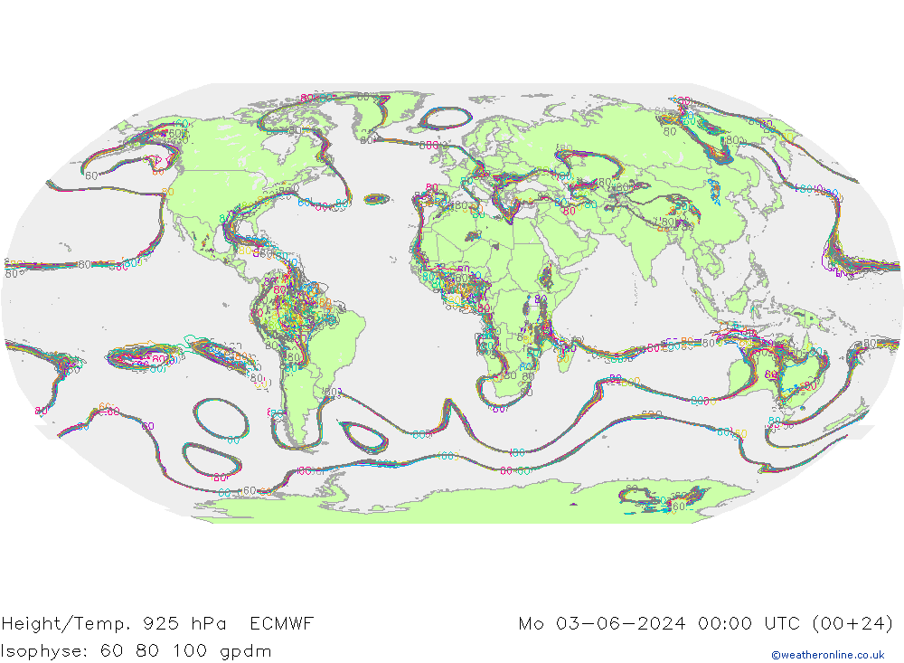 Height/Temp. 925 hPa ECMWF Mo 03.06.2024 00 UTC