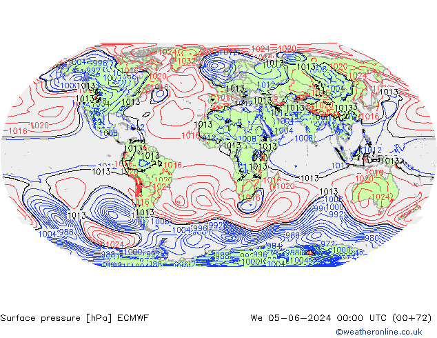 Surface pressure ECMWF We 05.06.2024 00 UTC