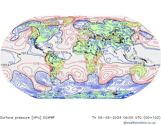 pressão do solo ECMWF Qui 06.06.2024 06 UTC