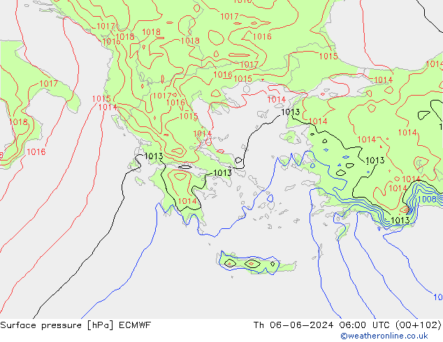 приземное давление ECMWF чт 06.06.2024 06 UTC