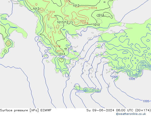 pressão do solo ECMWF Dom 09.06.2024 06 UTC