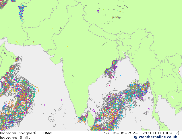 Isotachs Spaghetti ECMWF Ne 02.06.2024 12 UTC