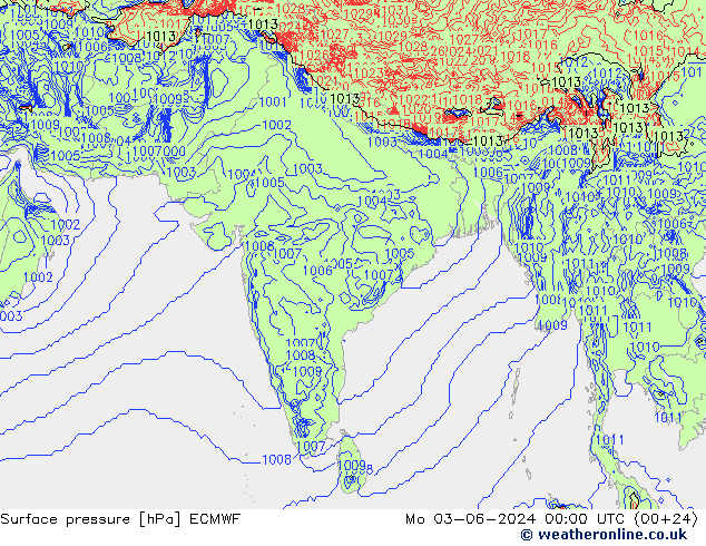 Surface pressure ECMWF Mo 03.06.2024 00 UTC