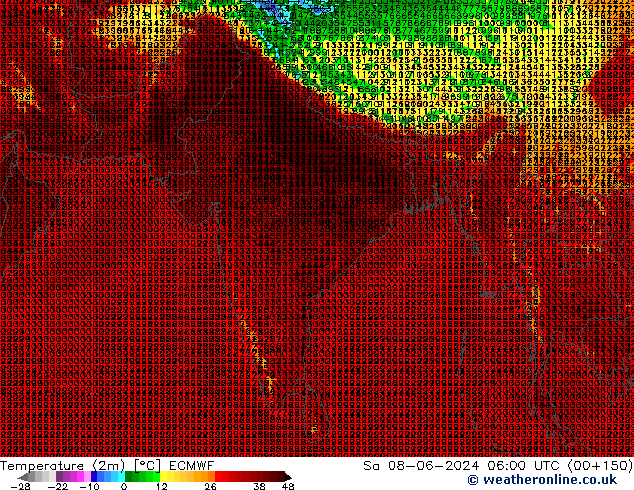Temperatura (2m) ECMWF sáb 08.06.2024 06 UTC