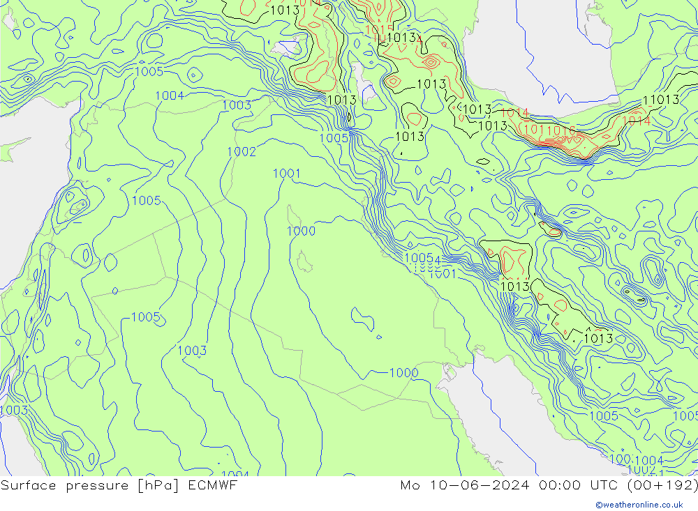 Yer basıncı ECMWF Pzt 10.06.2024 00 UTC