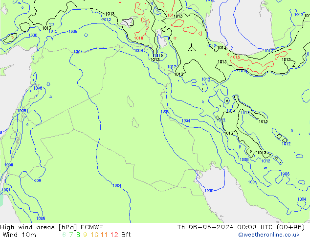 High wind areas ECMWF jeu 06.06.2024 00 UTC