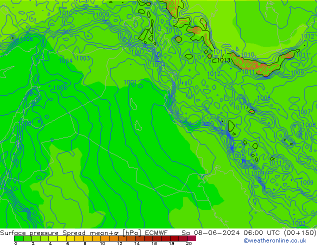 pressão do solo Spread ECMWF Sáb 08.06.2024 06 UTC