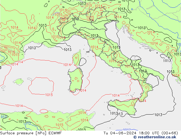 Luchtdruk (Grond) ECMWF di 04.06.2024 18 UTC