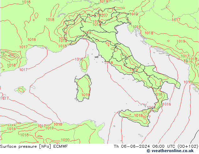 pression de l'air ECMWF jeu 06.06.2024 06 UTC