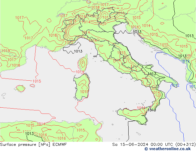 pression de l'air ECMWF sam 15.06.2024 00 UTC