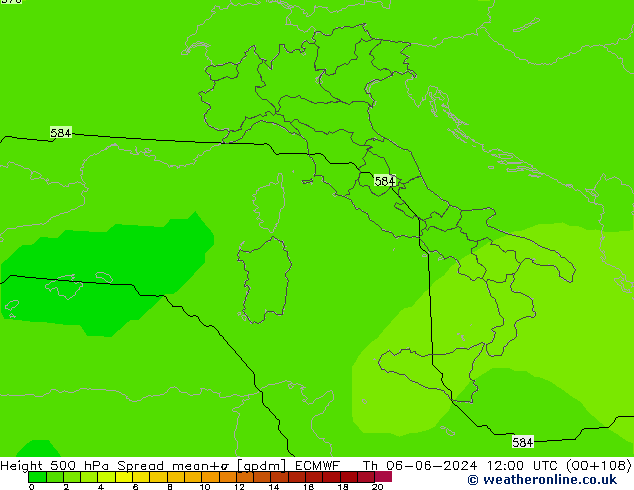 Height 500 hPa Spread ECMWF  06.06.2024 12 UTC