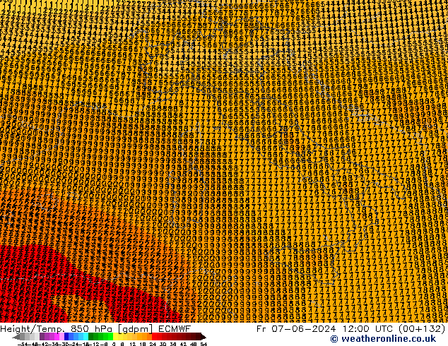 Height/Temp. 850 hPa ECMWF Fr 07.06.2024 12 UTC