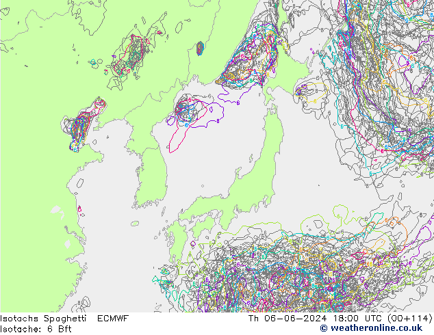 Isotachs Spaghetti ECMWF Th 06.06.2024 18 UTC