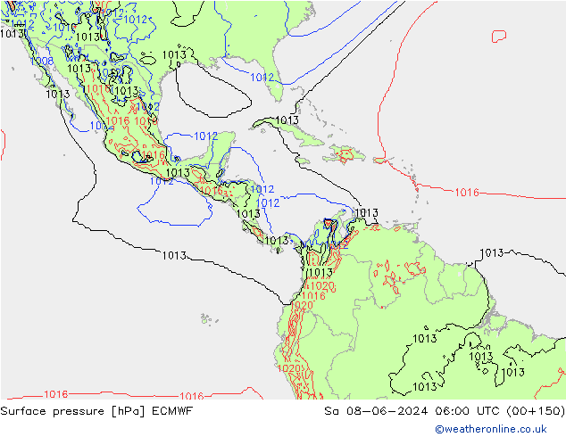 Surface pressure ECMWF Sa 08.06.2024 06 UTC