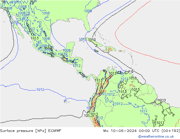 ciśnienie ECMWF pon. 10.06.2024 00 UTC