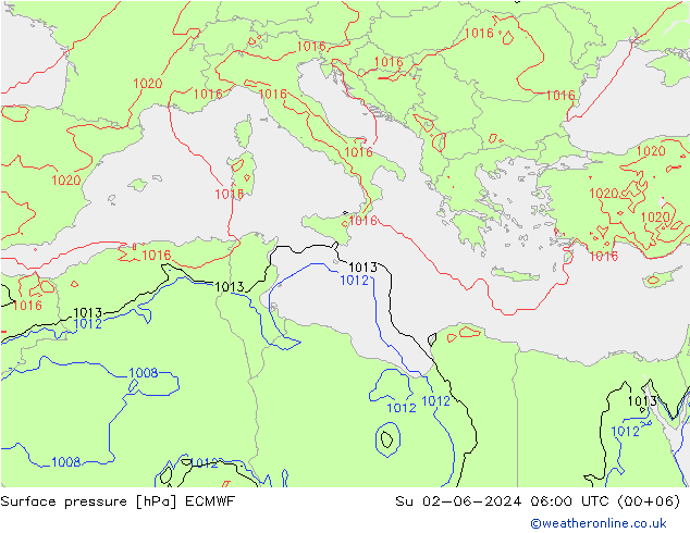 Surface pressure ECMWF Su 02.06.2024 06 UTC