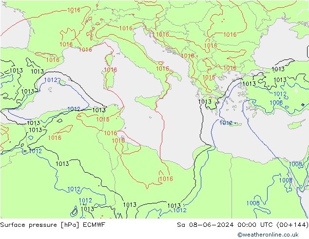 Yer basıncı ECMWF Cts 08.06.2024 00 UTC