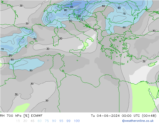 700 hPa Nispi Nem ECMWF Sa 04.06.2024 00 UTC