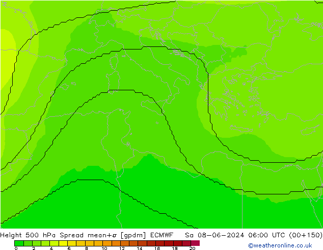 Height 500 hPa Spread ECMWF Sa 08.06.2024 06 UTC