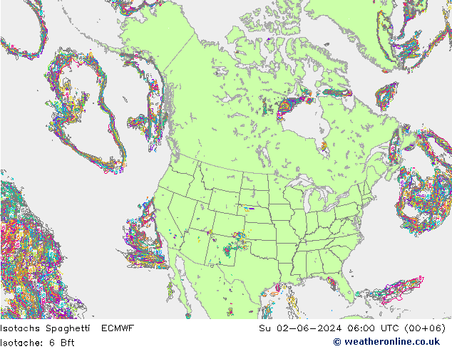 Izotacha Spaghetti ECMWF nie. 02.06.2024 06 UTC